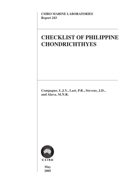 Checklist of Philippine Chondrichthyes