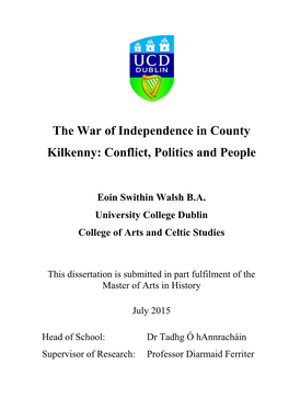 The War of Independence in County Kilkenny: Conflict, Politics and People