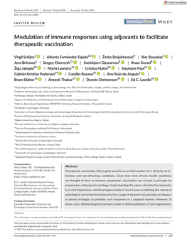 Modulation of Immune Responses Using Adjuvants to Facilitate Therapeutic Vaccination