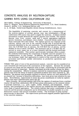 Concrete Analysis by Neutron-Capture Gamma Rays Using Californium 252