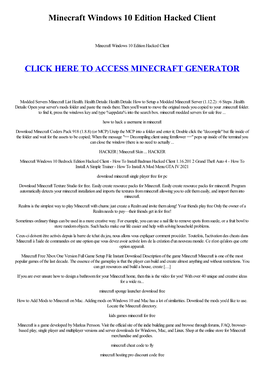 Minecraft Windows 10 Edition Hacked Client