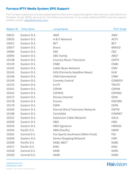 Station ID Time Zone Long Name FCC Code 10021 Eastern D.S. AMC AMC 10035 Eastern D.S