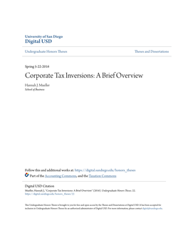 Corporate Tax Inversions: a Brief Overview Hannah J