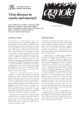 Virus Diseases in Canola and Mustard