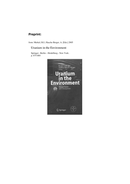 Preprint: Uranium in the Environment