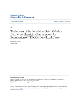 The Impacts of the Fukushima Daiichi Nuclear Disaster on Electricity Consumption: an Examination of Tepco’S Daily Load Curve