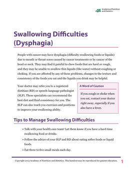 Swallowing Difficulties (Dysphagia)