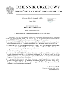 Obwieszczenie Nr 1 Z Dnia 30 Października 2012 R