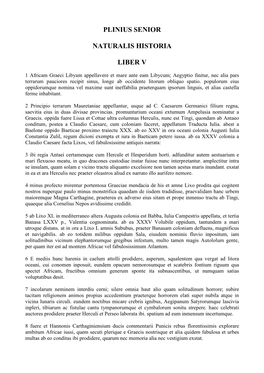 Plinius Senior Naturalis Historia Liber V