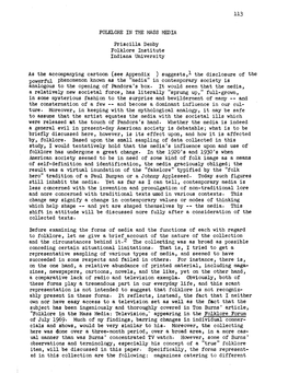 FOLKLORE I N the MASS MEDIA Priscilla Denby Folklore Institute Indiana University As the Accompanying Cartoon (See Appendix ) Su