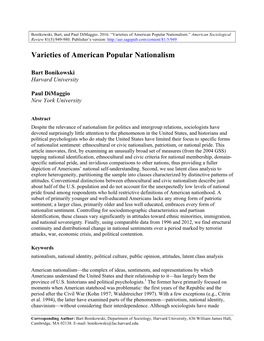 Varieties of American Popular Nationalism.” American Sociological Review 81(5):949-980