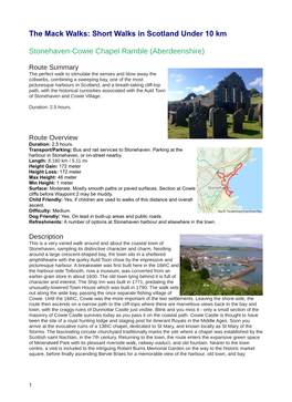Short Walks in Scotland Under 10 Km Stonehaven-Cowie Chapel Ramble