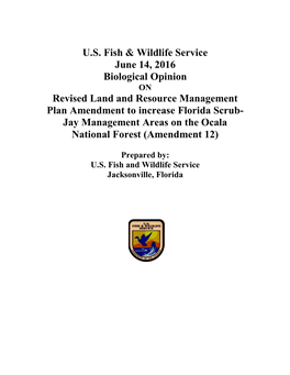 U.S. Fish & Wildlife Service June 14, 2016 Biological Opinion Revised