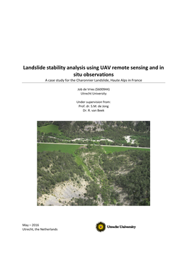Landslide Stability Analysis Using UAV Remote Sensing and in Situ Observations a Case Study for the Charonnier Landslide, Haute Alps in France