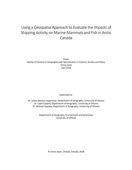 Using a Geospatial Approach to Evaluate the Impacts of Shipping Activity on Marine Mammals and Fish in Arctic Canada