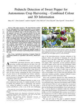 Peduncle Detection of Sweet Pepper for Autonomous Crop