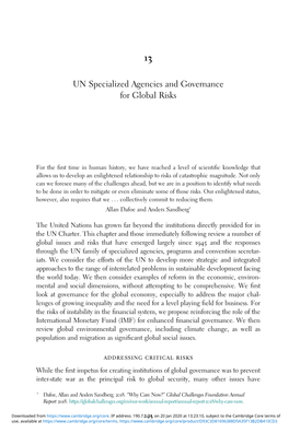 UN Specialized Agencies and Governance for Global Risks