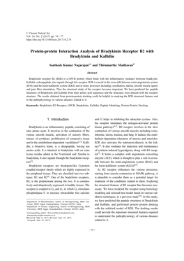 Protein-Protein Interaction Analysis of Bradykinin Receptor B2 with Bradykinin and Kallidin