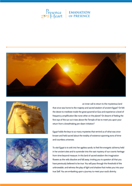 Dreaming Egypt; an Immersion in the Ancient Mysteries