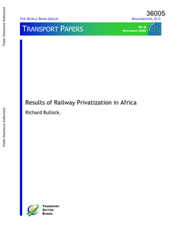 Results of Railway Privatization in Africa