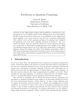Prediction in Quantum Cosmology