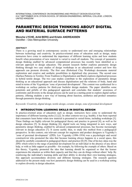 Parametric Design Thinking About Digital and Material Surface Patterns