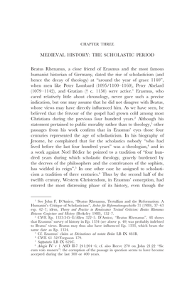 THE SCHOLASTIC PERIOD Beatus Rhenanus, a Close Friend Of