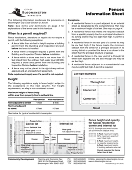 Fences Information Sheet