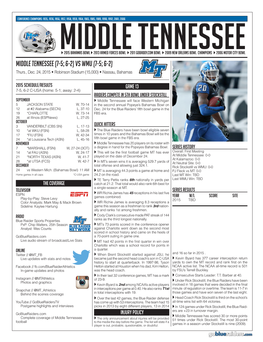 Middle Tennessee (7-5; 6-2) Vs WMU (7-5; 6-2) Thurs., Dec