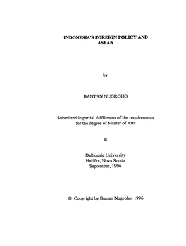 INDONESIA's FOREIGN POLICY and BANTAN NUGROHO Dalhousie
