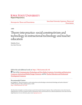 Social Constructivism and Technology in Instructional Technology and Teacher Education Muktha B