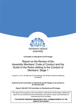 Report on the Review of the Assembly Members' Code of Conduct