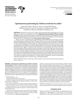 Spontaneous Poisoning by Talisia Esculenta in Cattle1 Jaianne K.A