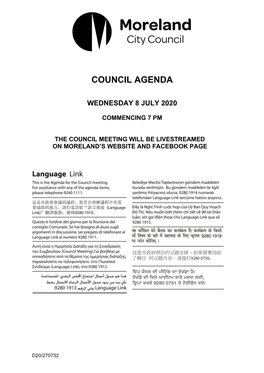 Agenda of Council Meeting