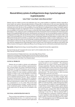 Mucosal Delivery Systems of Antihypertensive Drugs: a Practical Approach in General Practice Lukasz P