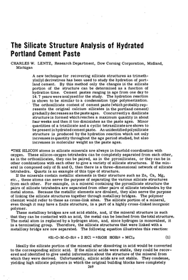 The Silicate Structure Analysis of Hydrated Portland Cement Paste