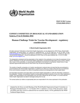 Human Challenge Trials for Vaccine Development: Regulatory Considerations