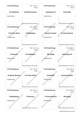 U12 Hussitencup No. 1, Gr. a 10:30 Vfl Wolfsburg SV Werder
