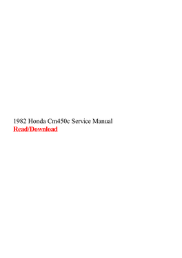 1982 Honda Cm450c Service Manual