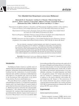 Article New Alkaloids from Margaritopsis Carrascoana (Rubiaceae)