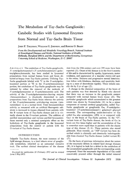 The Metabolism of Tay-Sachs Ganglioside: Catabolic Studies with Lysosomal Enzymes from Normal and Tay-Sachs Brain Tissue