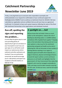 Idle Catchment Partnership Newsletter June 2019