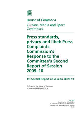 Press Standards, Privacy and Libel: Press Complaints Commission's