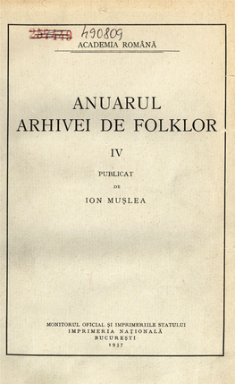 Anuarul Arhivei De Folklor