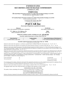PACCAR Inc (Exact Name of Registrant As Specified in Its Charter)