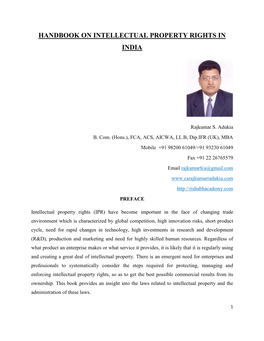 Handbook on Intellectual Property Rights in India