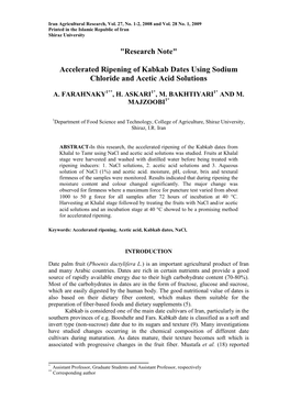 Accelerated Ripening of Kabkab Dates Using Sodium Chloride and Acetic Acid Solutions