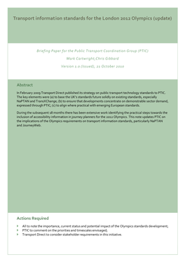 Transport Information Standards for the London 2012 Olympics (Update)