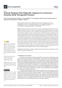 Natural Products That Target the Arginase in Leishmania Parasites Hold Therapeutic Promise