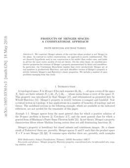 Arxiv:1603.03361V3 [Math.GN] 18 May 2016 Eeecs R O Eddfrtermidro Hspaper